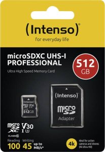 Intenso microSDXC 512GB C10 UHS-I Professional + Adapter 3