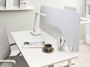 Beliani Przegroda na biurko 120 x 50 cm złamana biel SPLIT 2