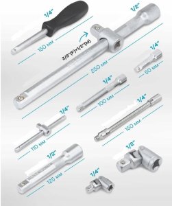 Zestaw narzędzi 94el. 1/2", 1/4" (6-kątnych) (4-32mm) 5