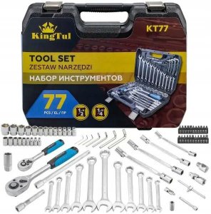 Zestaw narzędzi KingTul Zestaw narzędzi 77el. 1/4", 1/2" (4-32mm) 4
