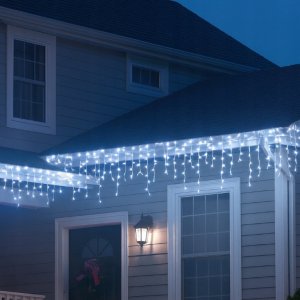 Lampki choinkowe Koopman Lampki choinkowe sople 480 LED solarne z pilotem USB światło zimnobiałe 18,6 m 3