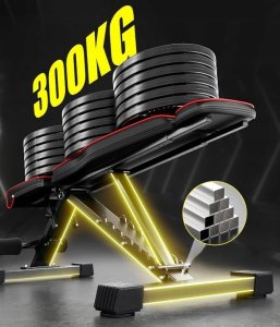 YOLEO Ławka treningowa 300 kg wielofunkcyjna z rozszerzonym oparciem 3