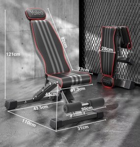 YOLEO Ławka treningowa 300 kg wielofunkcyjna z rozszerzonym oparciem 4