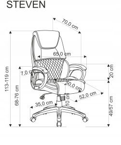 Fotel biurowy STEVEN czarny/szary HALMAR 3