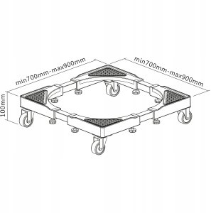 MACLEAN PODSTAWA POD PRALKĘ RUCHOMA, BLOKADA KÓŁEK, SZER. 700-900MM, UNIWERSALNA, DO 200KG MC-119 B 5
