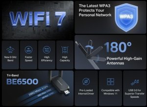 MERCUSYS MA37BEH WiFi7 USB adapter (AC1300,2,4GHz/5GHz/6GHz,USB3.0) 3