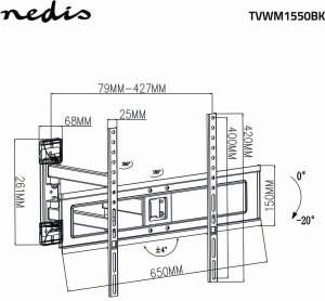 Nedis TVWM1550BK uchwyt do telewizorów 177,8 cm (70") Czarny 6