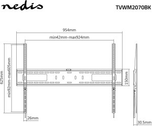 Nedis TVWM2070BK uchwyt do telewizorów 2,54 m (100") Czarny 9