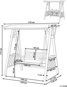 Huśtawka ogrodowa SENARICA Drewno Ciemnobrązowy 3