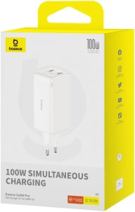 Wall charger Baseus GaN6 Pro 2xUSB-C + 2xUSB, 100W (white) 6