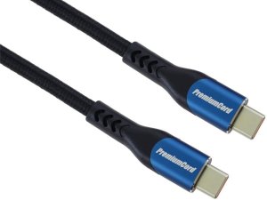PremiumCord USB-C kabel ( USB 3.2 GEN 2x2, 5A, 100W, 20Gbit/s ) 0,5m, bavlněný oplet 3