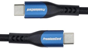 PremiumCord USB-C kabel ( USB 3.2 GEN 2x2, 5A, 100W, 20Gbit/s ) 0,5m, bavlněný oplet 4