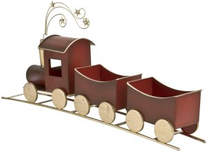 Duża Ozdoba metalowa Czerwony pociąg z wagonami 60 cm 4