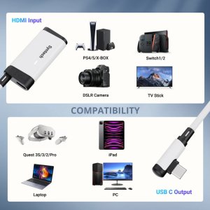 Karta przechwytująca Syntech USB-C do HDMI 2K nagrywanie i szybkie ładowanie dla Meta Quest 3/3S 7