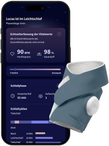 Owlet Dream Sock Pulsoksymetr monitor parametrów niemowlaka niebieski 2