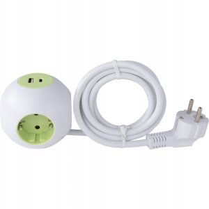 REV PowerGlobe Steckdosenwürfel 4-fach USB weiß-gr.1,4m015408112 2
