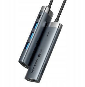 HUB USB Vention Vention 5in1 USB-C 100W PD 5Gbps 4K@60Hz silver 11