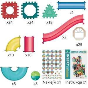 KLOCKI KONSTRUKCYJNE 3D ZESTAW EDUKACYJNY TOR KULKOWY KULODROM WAFLE 128EL 4