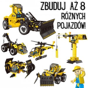 WOOPIE Klocki Konstrukcyjne Zbuduj Pojazdy Budowlane 8 Modeli STEAM 2