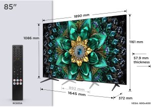 TCL Q6C 85Q6C Telewizor 2,16 m (85") 4K Ultra HD Smart TV Wi-Fi Metaliczny 2