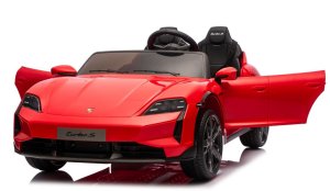Czerwone Porsche Taycan Turbo S Licencjonowane Autko na Akumulator dla Dzieci EDUKAMP 2