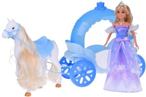 Lalka księżniczka w balowej sukni z białym koniem i karocą kareta ZA5419 EDUKAMP 14