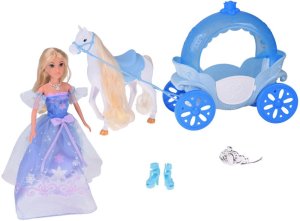 Lalka księżniczka w balowej sukni z białym koniem i karocą kareta ZA5419 EDUKAMP 2