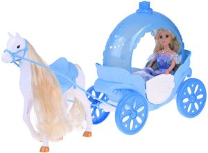 Lalka księżniczka w balowej sukni z białym koniem i karocą kareta ZA5419 EDUKAMP 7