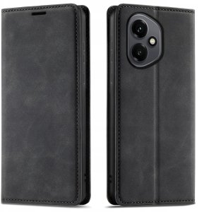 krainaGSM ETUI Z KLAPKĄ do Honor 400 Zamykane Magnetyczne Skórzane czarny + Szkło 4