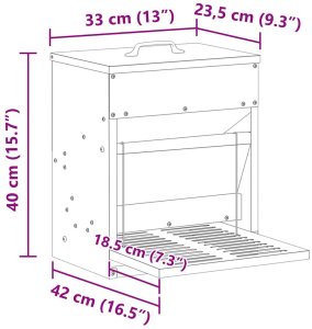 vidaXL Karmnik na pedały dla kur Zielony oliwkowy 25 x 42 x 40 cm 10