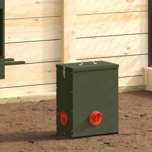 vidaXL Karmnik dla kur 2 pcs Zielony oliwkowy 32,5 x 20,5 x 43 cm 2