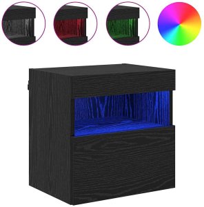 vidaXL Szafki RTV z oświetleniem LED 2 szt. Czarny Dąb 40 x 30 x 40 cm 4