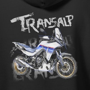 Bluza z kapturem motocyklowa z motocyklem na motor Honda Transalp 750 XL męska czarna M 4