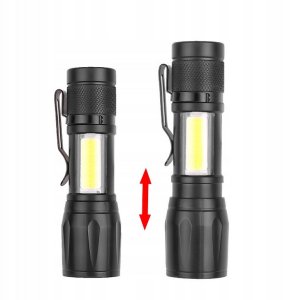 LATARKA LED ZOOM AKU 5W XPE+ COB+ ETUI 4