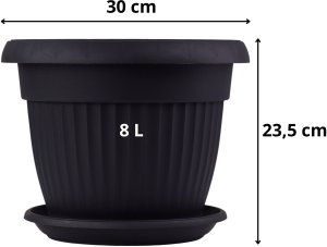Dikel Doniczka Okrągła klasyczna 8l z podstawką 30x23,5cm 3