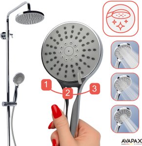 Deszczownica z baterią prysznicowo wannową trzyfunkcyjną 6