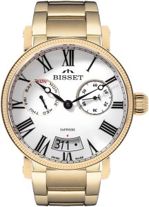 Szwajcarski zegarek męski Bisset szafirowe szkło ZESTAW 2