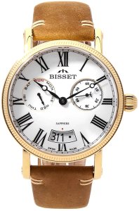 Szwajcarski zegarek męski Bisset szafirowe szkło ZESTAW 4
