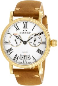 Szwajcarski zegarek męski Bisset szafirowe szkło ZESTAW 7