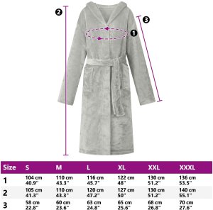 vidaXL Szlafrok z kapturem Szary xxxl Flanela 8