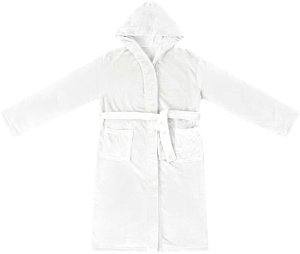 vidaXL Szlafrok z kapturem Biały z flaneli 2
