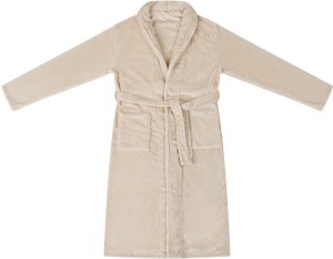 vidaXL Szlafrok bez kaptura Beżowy l Flanela 2