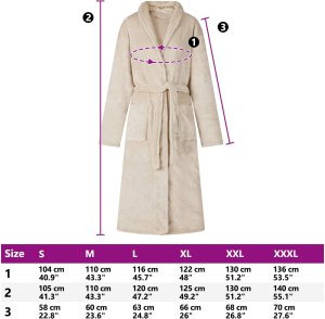 vidaXL Szlafrok bez kaptura Beżowy l Flanela 8