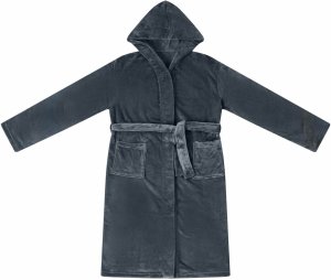 vidaXL Szlafrok z kapturem Granatowy Fleecowy 2