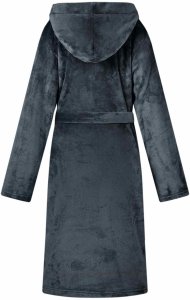 vidaXL Szlafrok z kapturem Granatowy Fleecowy 4