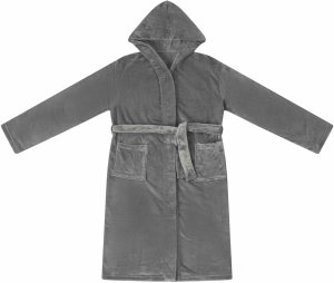 vidaXL Szlafrok z kapturem Ciemnoszary fleece 2
