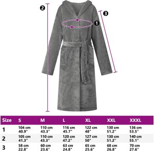 vidaXL Szlafrok z kapturem Ciemnoszary fleece 8