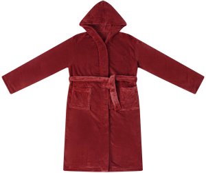 vidaXL Szlafrok z kapturem flanelowy Bordeaux Czerwony m 2