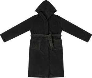 vidaXL Szlafrok z kapturem Czarny m flanela 2