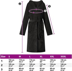 vidaXL Szlafrok z kapturem Czarny m flanela 8